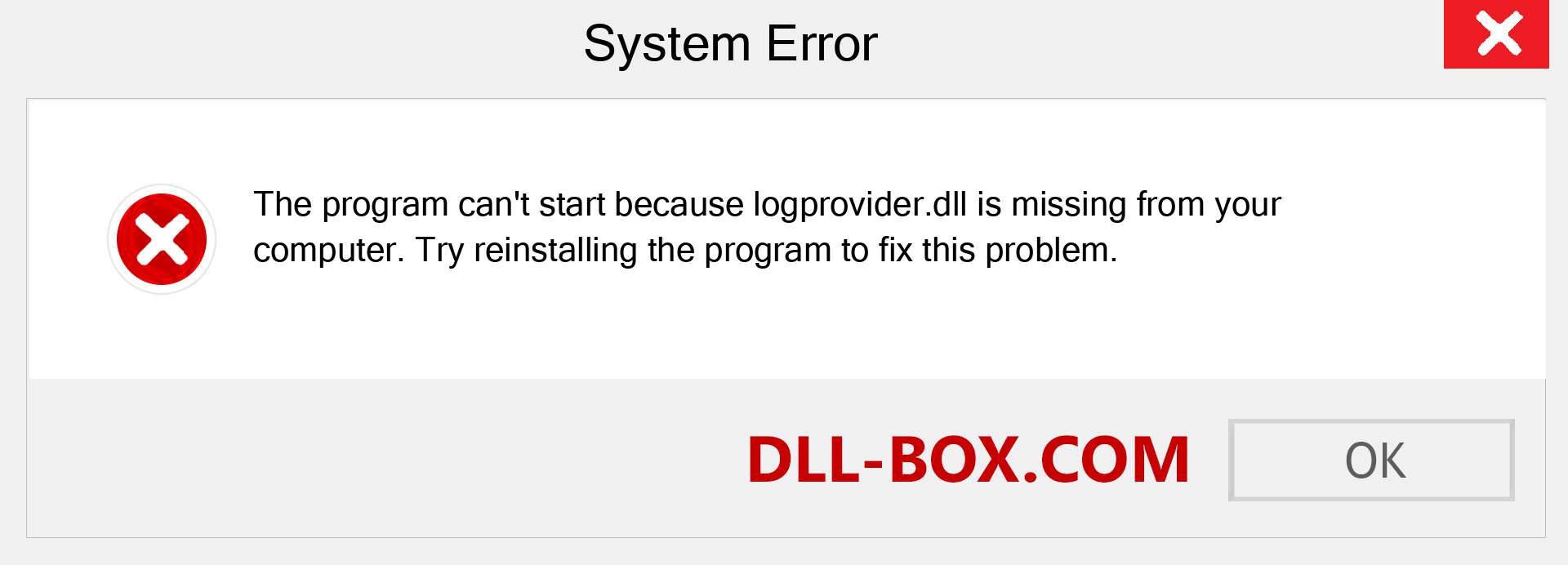  logprovider.dll file is missing?. Download for Windows 7, 8, 10 - Fix  logprovider dll Missing Error on Windows, photos, images
