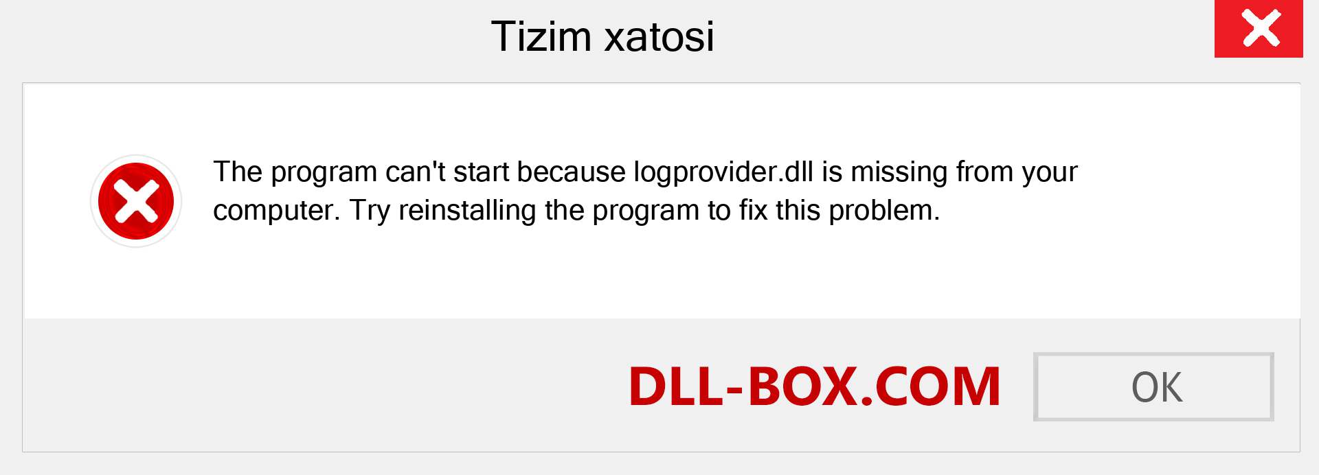 logprovider.dll fayli yo'qolganmi?. Windows 7, 8, 10 uchun yuklab olish - Windowsda logprovider dll etishmayotgan xatoni tuzating, rasmlar, rasmlar